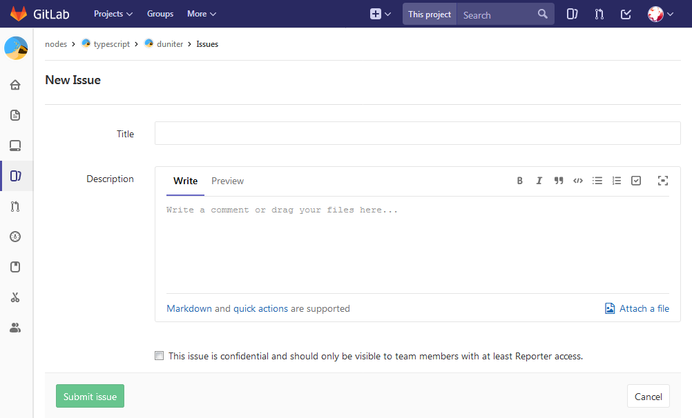 Créer un ticket sur le GitLab