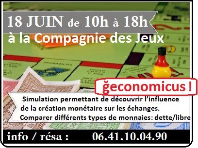 Ğeconomicus à la Compagnie des Jeux, de 10h à 18h